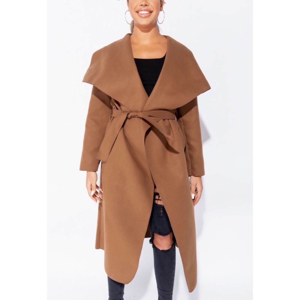 New Arrival!!! Oversized Belted Waterfall Coat - Picture 8 of 10